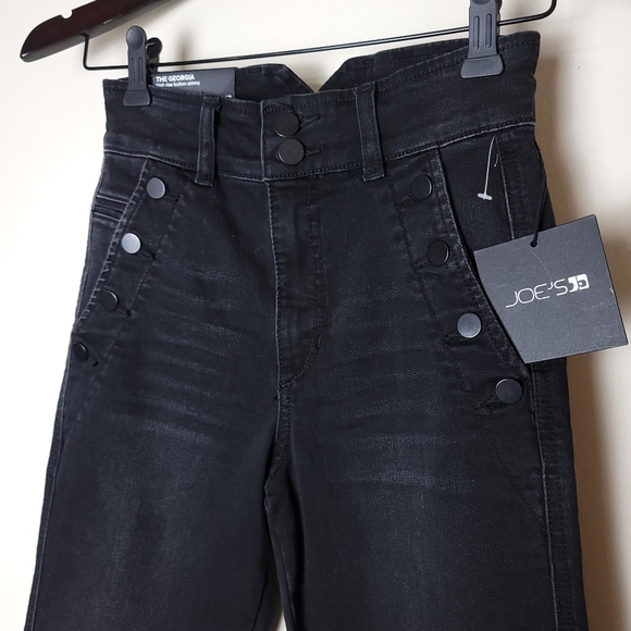 NWT JOE'S JEANS THE GEORGIA SUPER HIGH RISE SKINNY BLACK Sz 24 - Picture 5 of 11